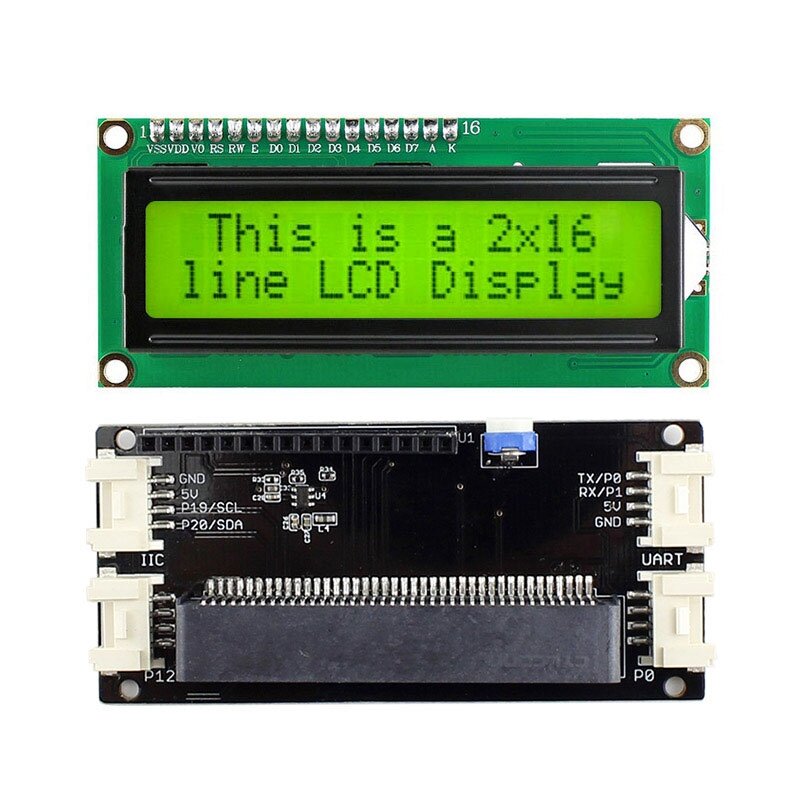 Elecrow LCD1602 Display for Micro:bit 2.0 4-Wire Connection 4 Crowtail Interface IIC, UART, Analog Port and Digital Port for BBC