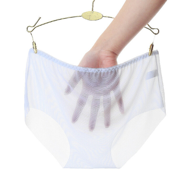 Celana dalam tipis tembus pandang untuk wanita celana dalam tanpa kelim jaring pakaian dalam seksi Lingerie transparan celana tanggung sangat tipis bersirkulasi