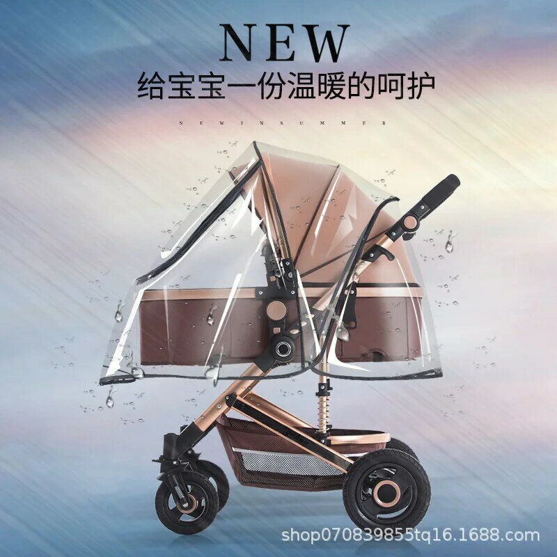 Uniwersalny wózek pokrowiec przeciwdeszczowy samochód dziecięcy pogoda wiatr osłona przeciwsłoneczna przezroczysty oddychający wózek parasol płaszcz przeciwdeszczowy akcesoria