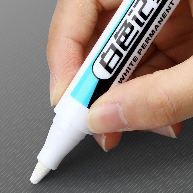 Rotulador de pintura permanente blanca resistente al agua, marcador aceitoso, no se decolora fácilmente, manos sucias, 0,7mm/1,0mm/. 2,5mm