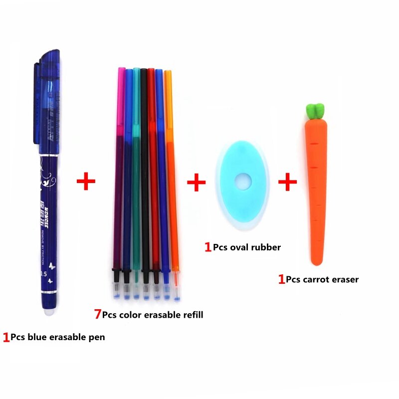 10/20 pçs/lote cor apagável recarga caneta conjunto 0.5mm verde apagável lavável caneta haste para lidar com material de escritório escolar papelaria