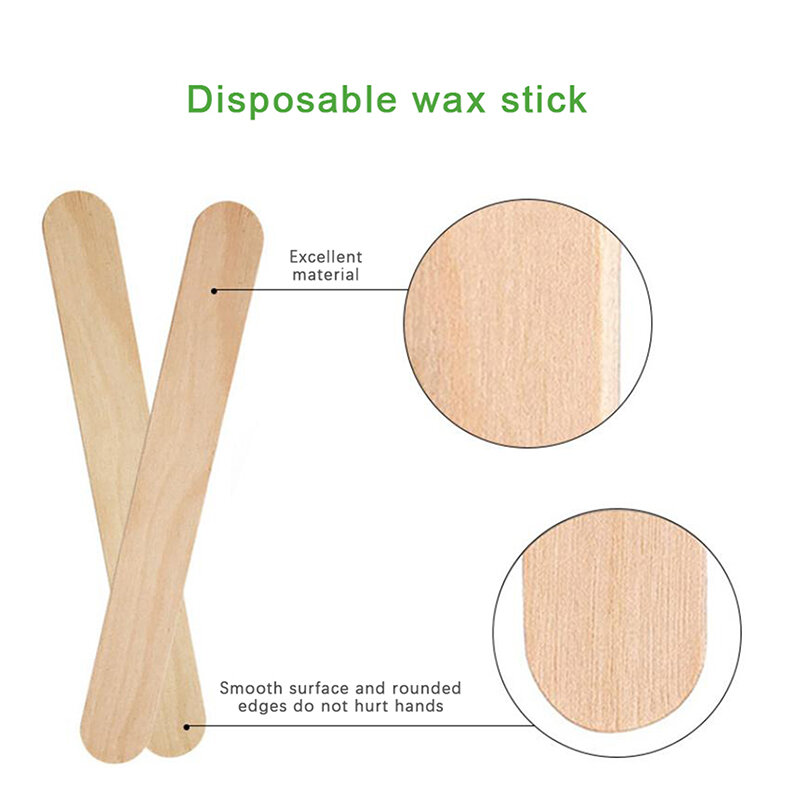 50pcs/pack Disposable Wooden Waxing Stick Face Eyebrows Nose Body Hair Removal Stick Applicator Stick Beauty Tool