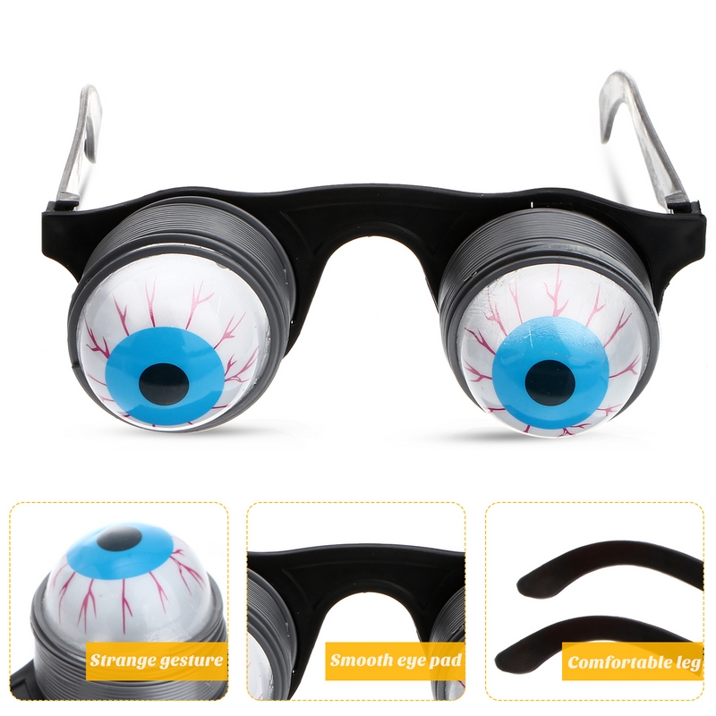 2 pezzi divertenti travestimenti occhiali da vista per gli occhi Spring Out Goo Goo Eyes occhiali da vista per la festa in Costume di Halloween (bulbi oculari casuali)