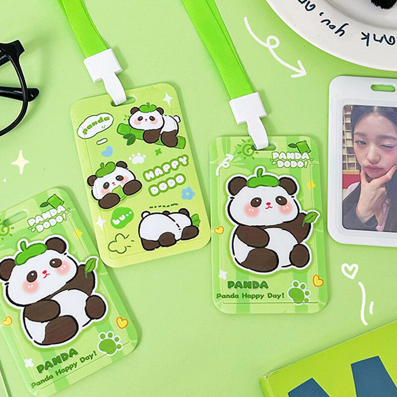 Fashion Cartoon Cute Panda porta carte di credito portachiavi studenti protezioni per carte ID carte di credito Cover cancelleria materiale scolastico