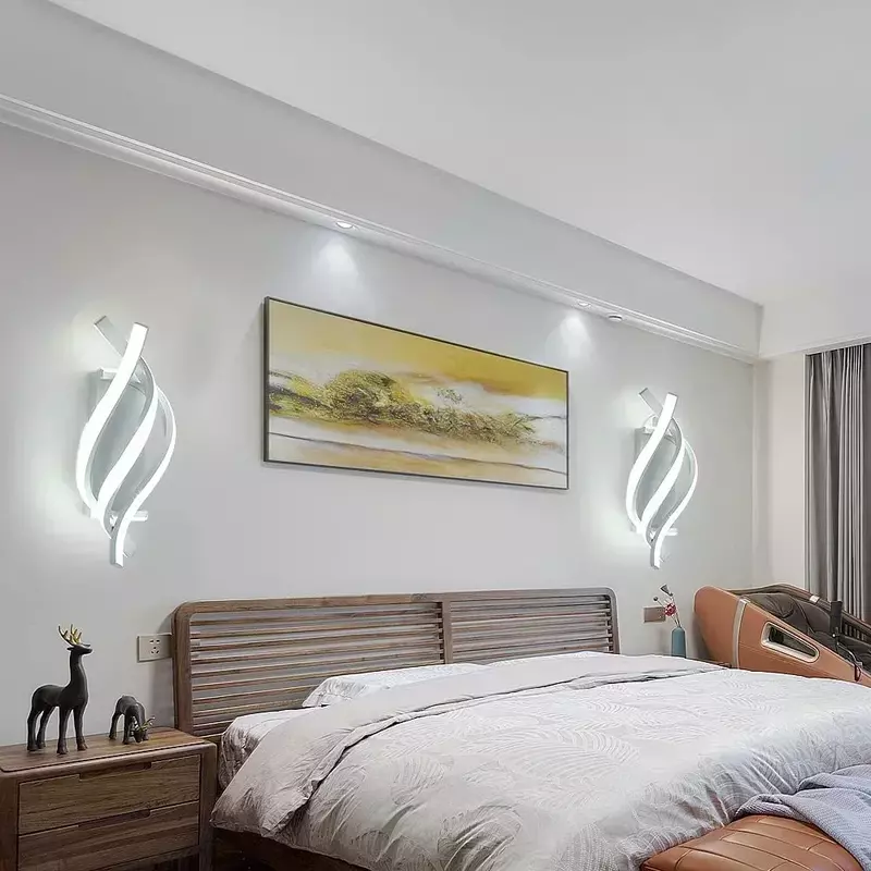Applique murale LED en spirale au design incurvé moderne, salon, chambre à coucher, chevet, allée, décoration d'intérieur, éclairage d'applique