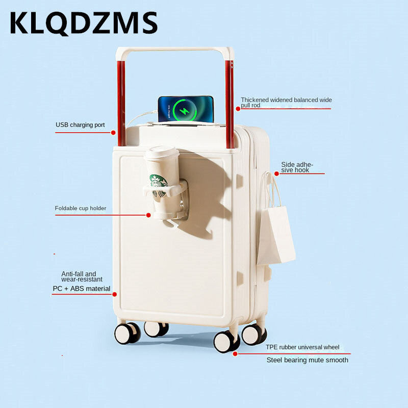 KLQDZMS-Valise à Roulettes PC pour Homme et Femme, Boîte d'Embarquement de 20 Pouces, 22 Pouces, 24 Étudiants, Wild de Chargement USB
