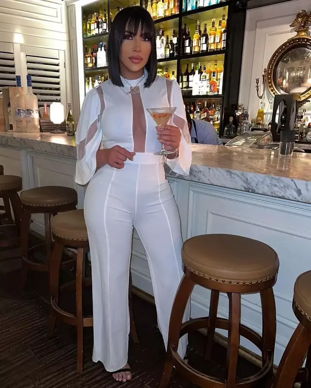 Szkzk Sexy Mesh Jumpsuit Voor Vrouwen Rompertjes See Through Night Club Outfits Zwart Wit Party Avond Clubwear Bodycon Jumpsuits