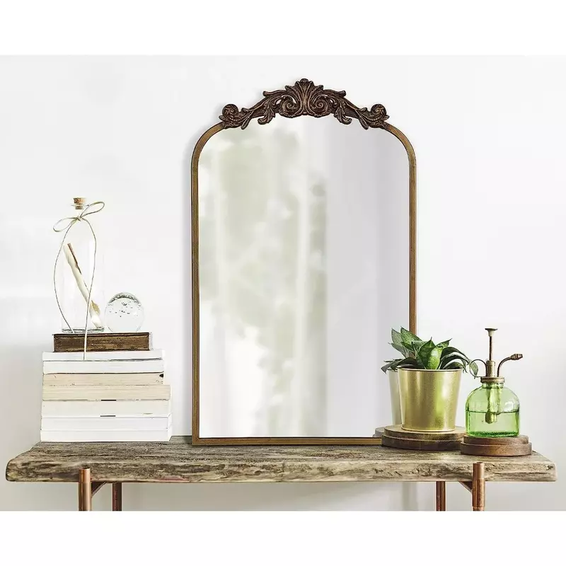 Arendahl cermin Led lengkungan tradisional cermin seluruh tubuh 19 "X 30.75" Cermin Emas Barok terinspirasi dekorasi dinding pengiriman gratis Panjang