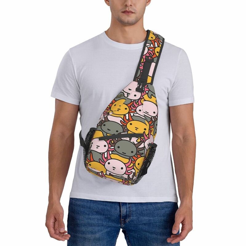 Axolotl-웨이브 스타일 크로스 바디 체스트 가방, 포켓 여행 팩, 메신저 스포츠 청소년 숄더백, 유니섹스