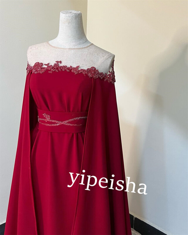 Jersey Gaun lipit bunga wisuda, gaun acara Bespoke lurus tanpa tali