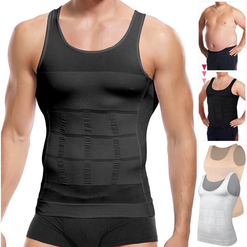Mannen Afslanken Body Shaper Buik Reducer Taille Trainer Vest Tummy Controle Houding Shirt Terug Correctie Tank Top Shaperwear