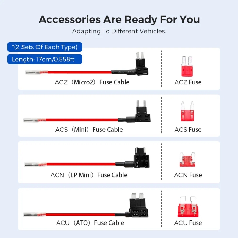 Azdome-Kit de cable duro JYX05 con puerto tipo C para GS63Pro/M27/M560/M580, protección bajo Vol, 12V-24V, salida 5V 2.5a