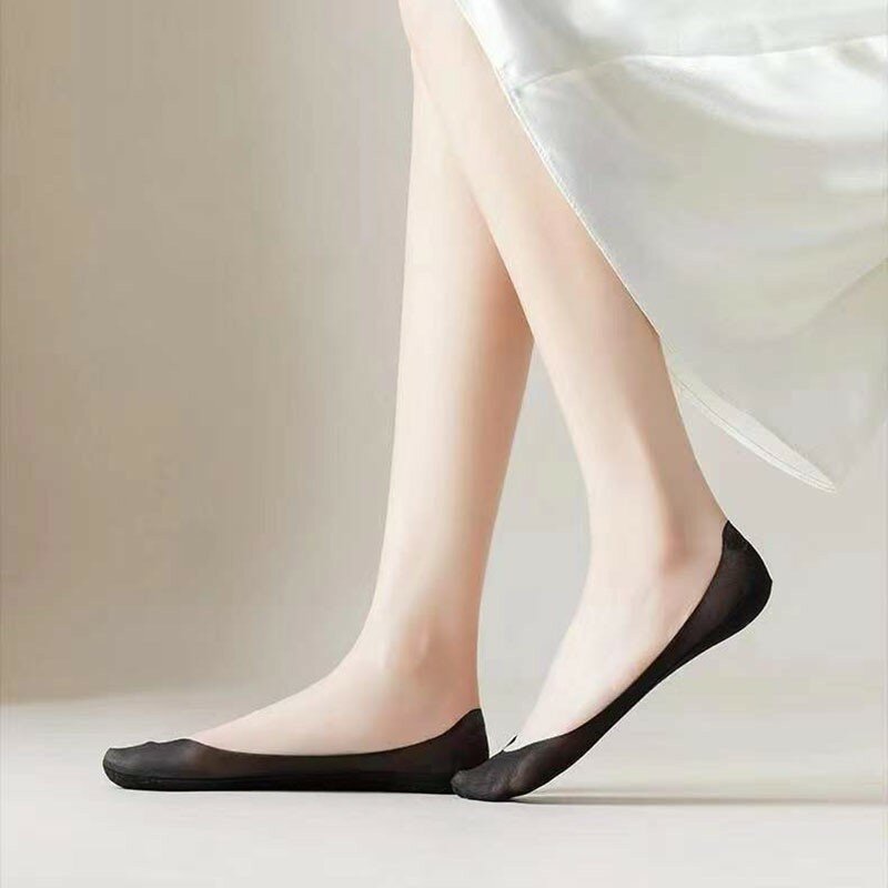 Женские сетчатые невидимые носки-лодочки, Летние удобные универсальные носки на тонком каблуке, модные трендовые женские носки Y107