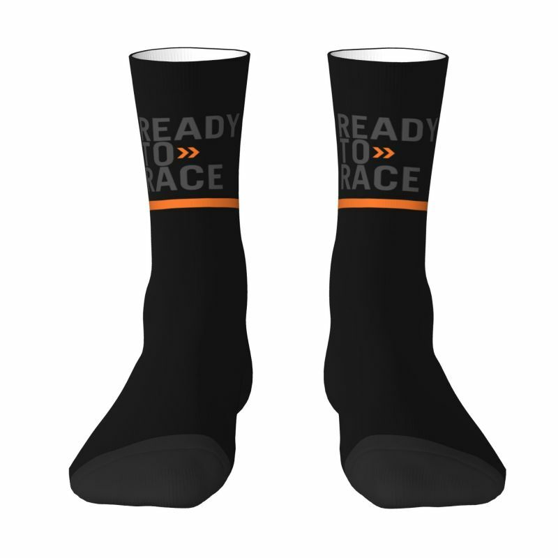 Kaus kaki balap, kaus kaki kru Logo uniseks keren motif 3D untuk olahraga balap, sepeda motor, kaus kaki pengendara
