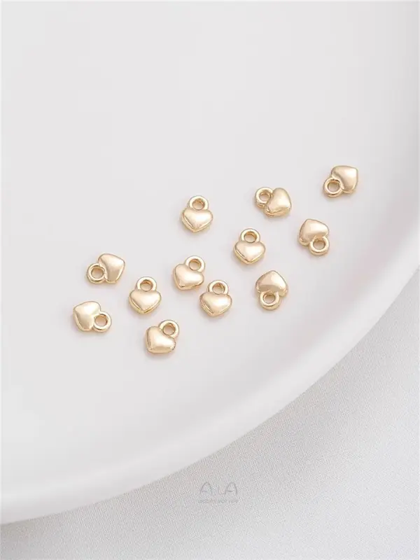 Paket emas 14K 4mm liontin hati persik Mini liontin buatan tangan DIY perhiasan gelang ekstensi ekor rantai jimat kecil liontin K583