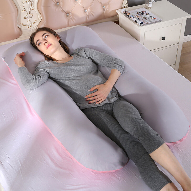Funda de almohada lavable para maternidad de cuerpo completo, almohada en forma de U para embarazo