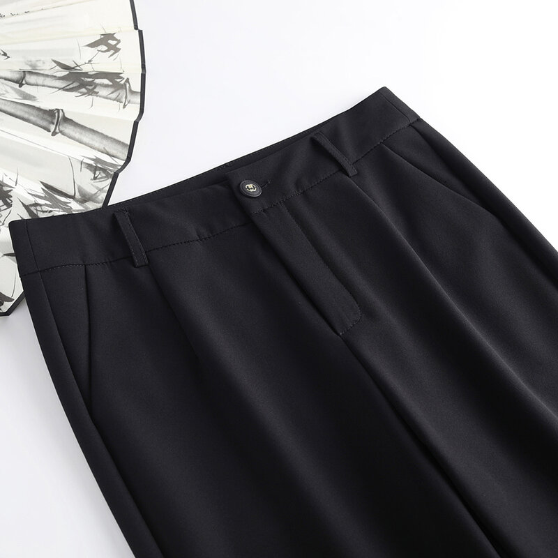 Calça de roupa casual feminina, cintura média, estilo coreano, spodnie, bordado em metal, nove pontos, novo, frete grátis, 2022