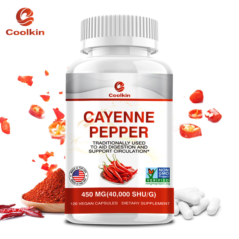 Cayennepeper Supplement-Bevordert De Spijsvertering En Bevordert De Bloedsomloop, Ter Ondersteuning Van De Cardiovasculaire Gezondheid