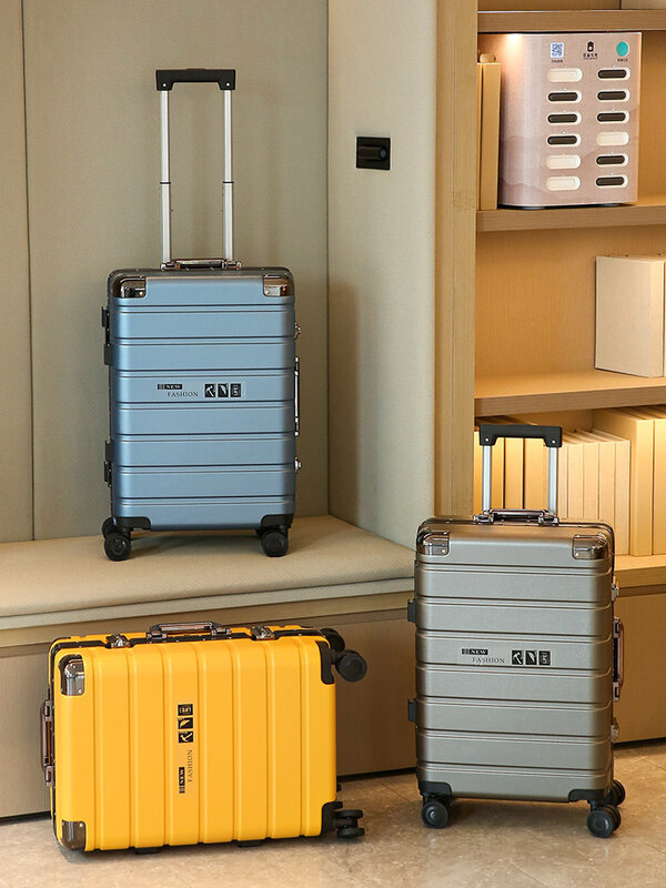 Модный чемодан на колесиках с алюминиевой рамой высокого качества и бесшумными колесиками на 360 градусов, чемодан на колесиках