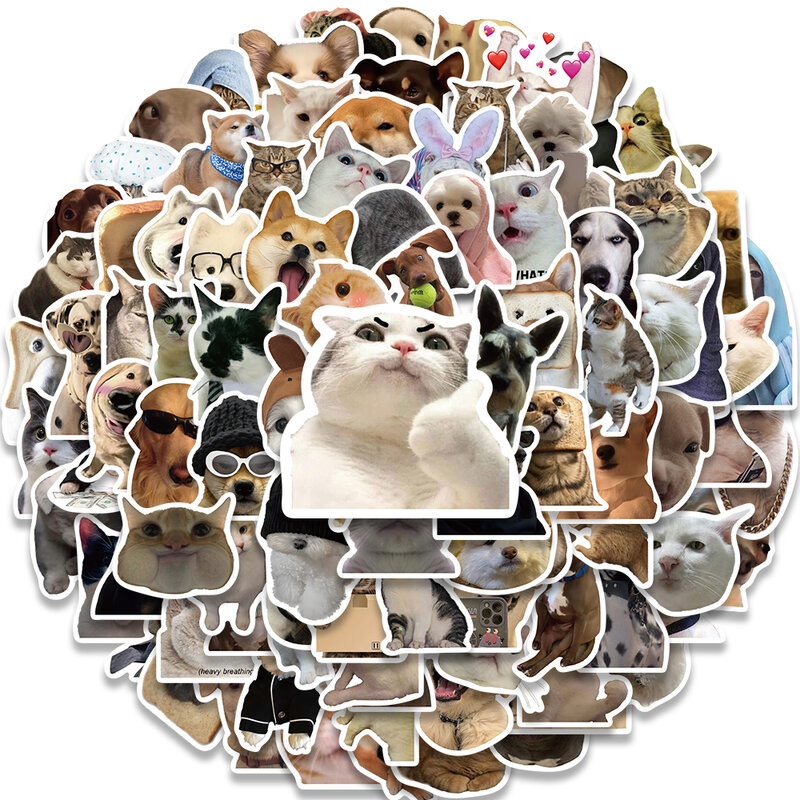 귀여운 강아지 고양이 MEME 재미있는 동물 스티커, 미적 데칼 노트북 자동차 오토바이 노트북 어린이 만화 스티커 장난감, 10 30 50 100 개