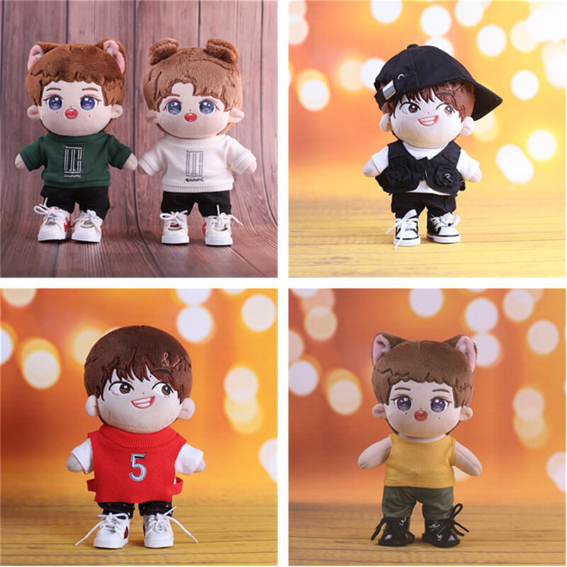 20cm Idol Dolls Accessories Plush Doll's Clothing Overalls Sports Casual Style Suit 20CM Plush Stuffed Dolls Outfit 20cm Dolls