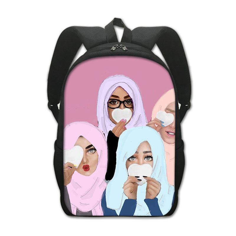 Muçulmano islâmico Gril Eyes Print Mochila para homens e mulheres, Flower Hijab Schoolbags, mochila para estudantes, mochila para laptop, mochila presente