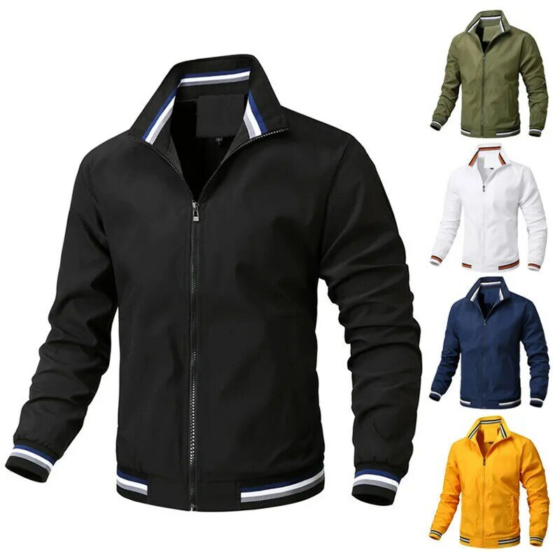 2024 giacca da uomo primavera e autunno colletto alla coreana cerniera cappotto sportivo all'aperto top oversize giacca a vento giacca college per uomo
