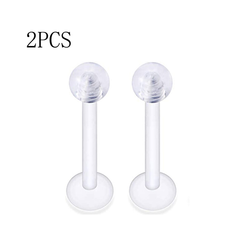 WKOUD Piercing Retainer Clear Bioflex Flexible Nose Tongue Eyebrow Tragus Navel Belly Nipple Barbell Lip Labret Stud Retainer