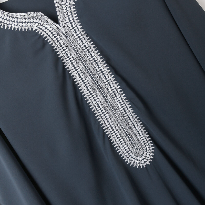 ミドル丈east Juba,イスラム教徒の女性のための丸い襟の刺embroideryドレス,手作り,新しいコレクション