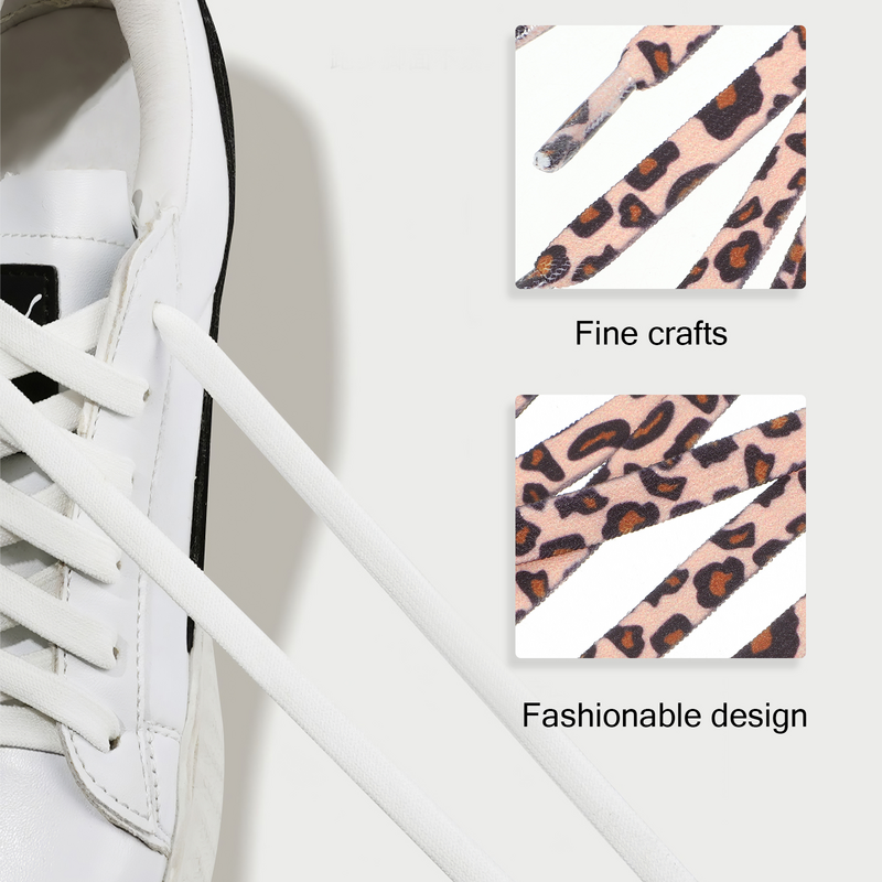 Cadarços planos clássicos para homens, laço leopardo clássico, criativo e elegante, sapatos na moda, 2 pares