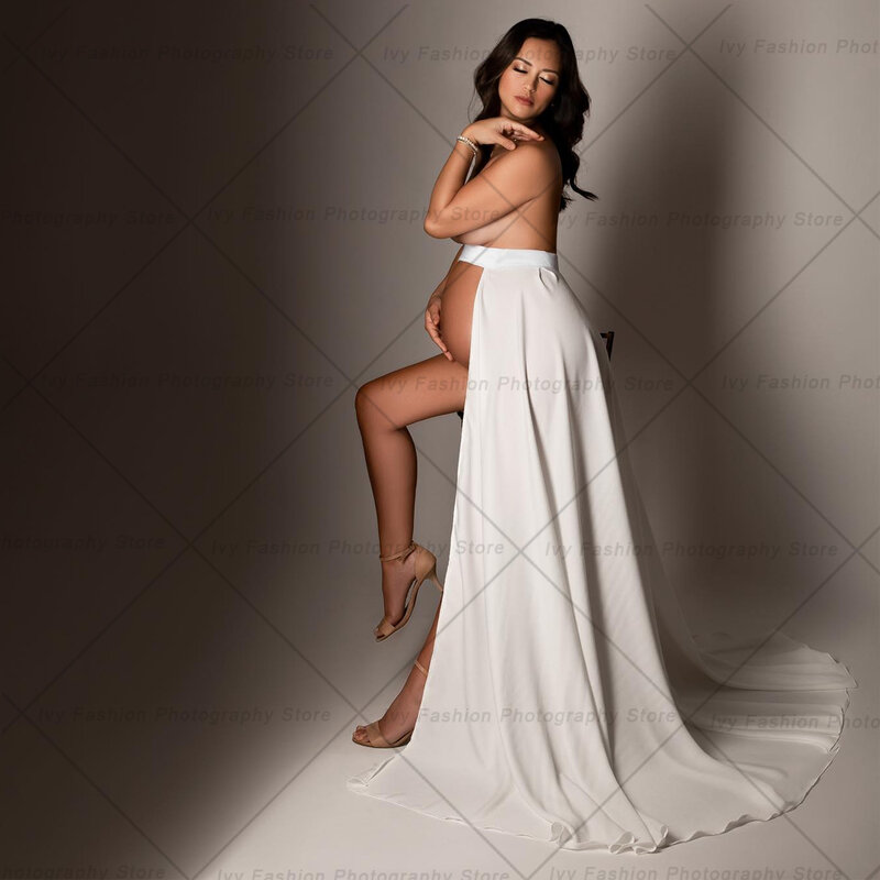Zwangerschapsjurk Voor Fotoshoot Elegante Witte Veters Met Lange Rok Fotostudio Sexy Bruiloft Thema-Accessoires