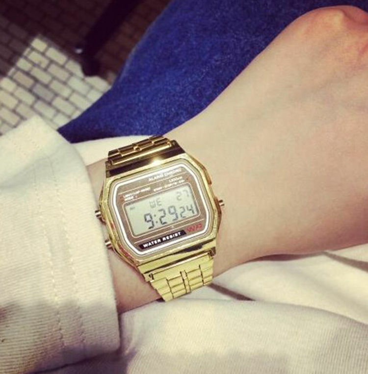 แฟชั่นแบรนด์นาฬิกาโลหะผู้หญิงผู้ชายนาฬิกาอิเล็กทรอนิกส์บุคลิกภาพบางเฉียบนาฬิกาข้อมือนาฬิกาของขวัญ Dropshipping