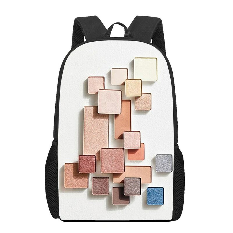 Eyeshadow Lipstick Art Print School Bags for Girls Boys Kids Travel Backpacks Children Teenager Shoulder Bag Casual Rucksack