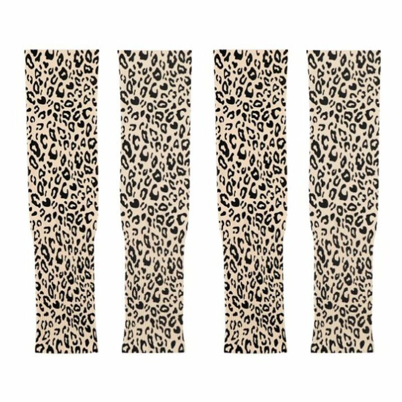 Leopard Pattern Ice Silk Sleeves, protetor solar solto fino, equitação ao ar livre, impressão resistente UV, verão, 2 pares