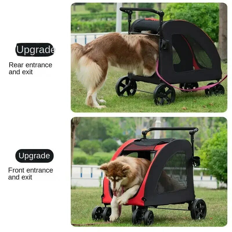 Luksusowy składany duży wózek dla zwierząt o udźwigu 50 kg Nosidełko dla psa Odpinany wózek podróżny dla dużego psa z 4 kołami