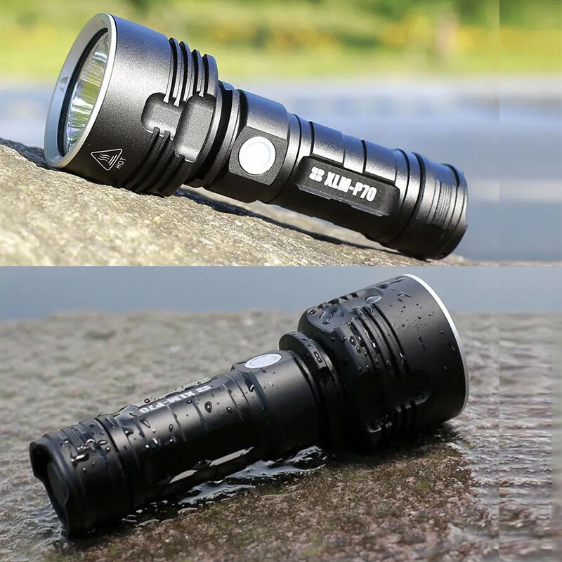 Most Powerful LED Flashlight XM-L2 XHP70 Outdoor LightingTactical Torch USB Rechargeable  Waterproof Lamp Ultra Bright Lantern
