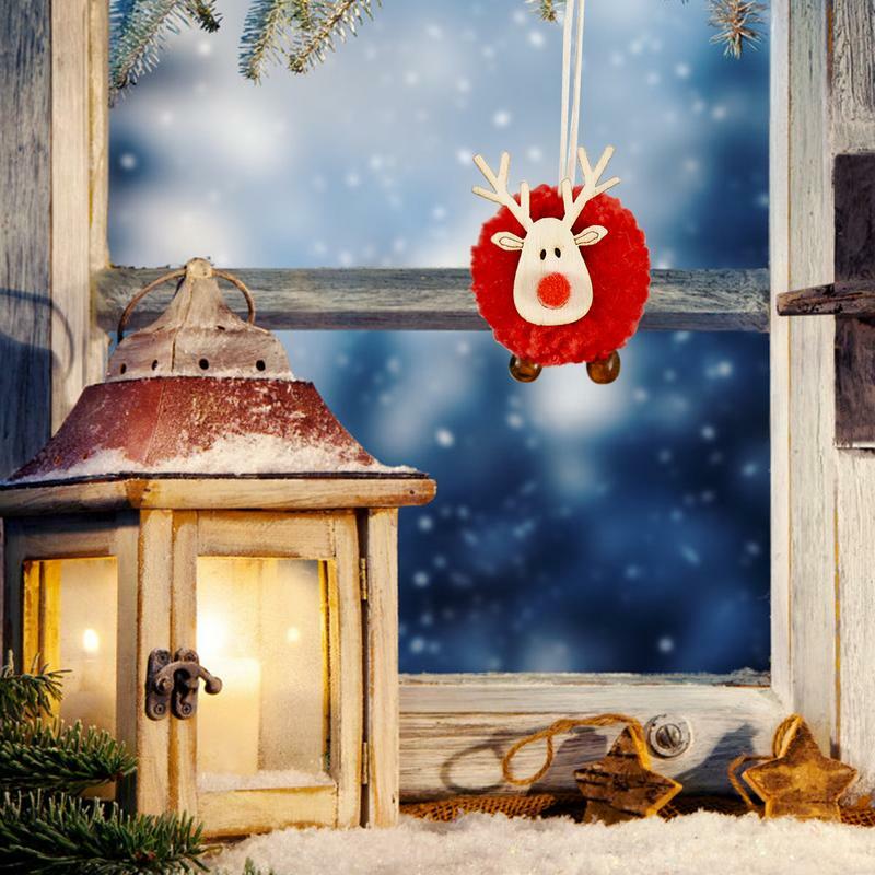 Ornamen rusa untuk pohon Natal, boneka rusa kutub lembut, ornamen hewan kayu, dekorasi Natal