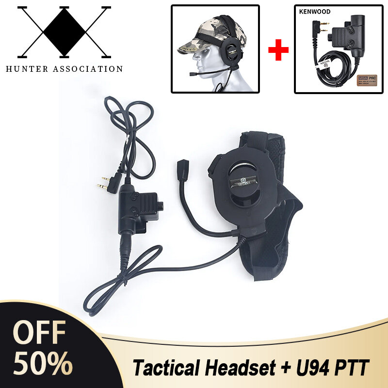 WADSN Bowman Elite II Tactical Headset, comunicação unilateral fone de ouvido, U94 PTT, Walkie Talkie Plug para Baofeng UV-5R Radio