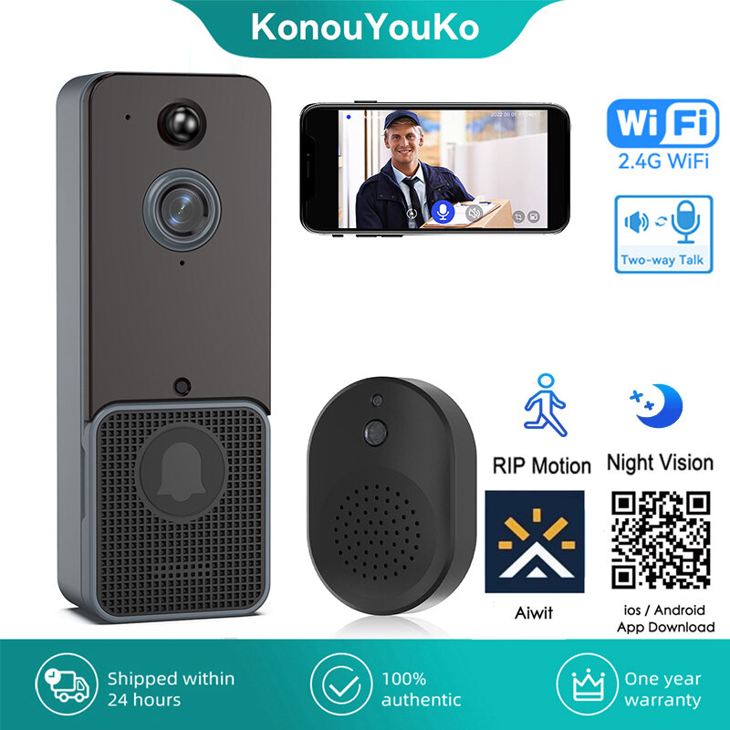 Smart Home T6 Drahtlose WiFi Video Türklingel Kamera Digital Outdoor Tür Glocke Intercom HD Nachtsicht Sicherheit Schutz Aiwit