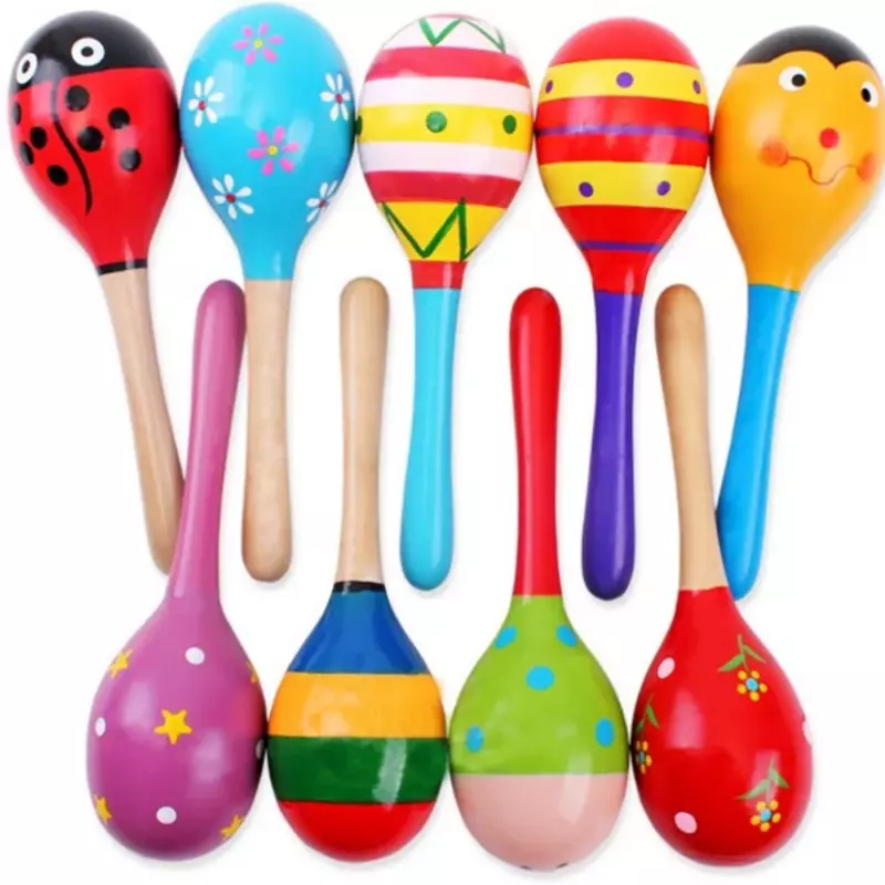 Montessori Baby Toy Wooden Colorful Musical Instrument Rattle Shaker Sand Hammer Bell Kids Toys for Children Early Learning Toys