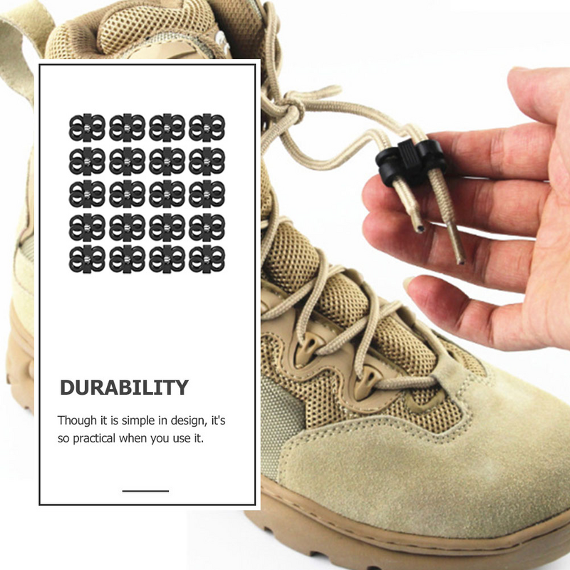 20 buah tali sepatu gesper tali sepatu elastis tali sepatu dapat disesuaikan Aksesori kait tali sepatu lari fiksasi plastik pria dan wanita