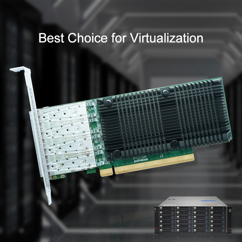LR-LINK 1023PF Quad-Port 25G PCIe X16 Kartu Jaringan NIC Ethernet Adapter Intel Chip dengan Profil Rendah Mendukung Windows/Linux/Vmware