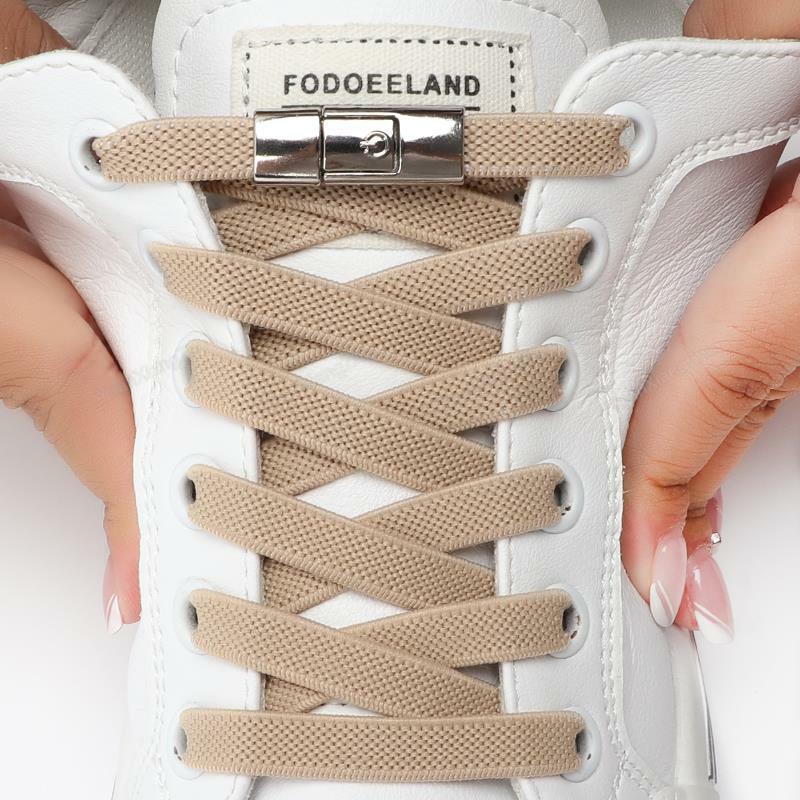 8MM No Tie Shoe laces Press Lock Elastic Laces Sneaker Ampliado Cadarços Planos Sem Laços Crianças Adulto Cadarço Sapatos Acessórios