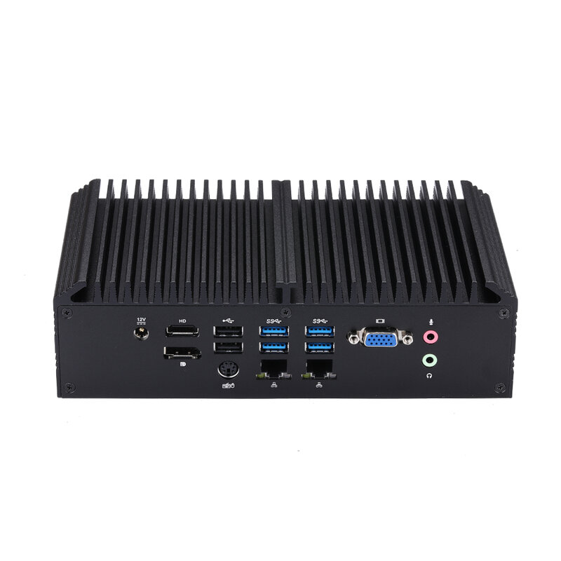 Qotom-Mini PC Q1012X Celeron 4305U, ordenador Industrial 6 RS232/RS485, Lan Dual, 8 USB, kiosco POS IPC