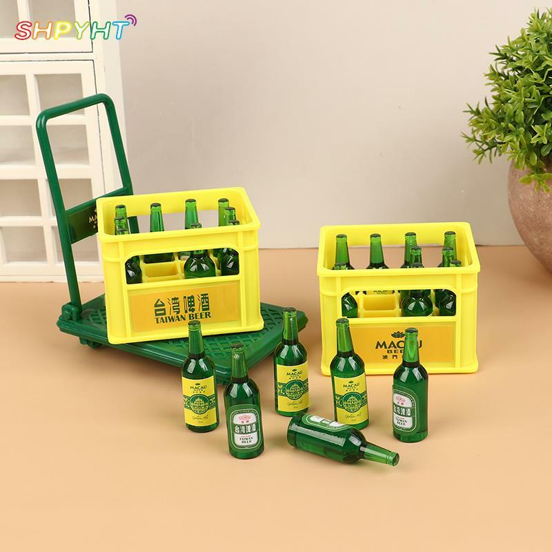 Dollhouse Miniature Beer Model, Drinks Decoration Acessórios, Trolley, Simulation Toys, 1:12