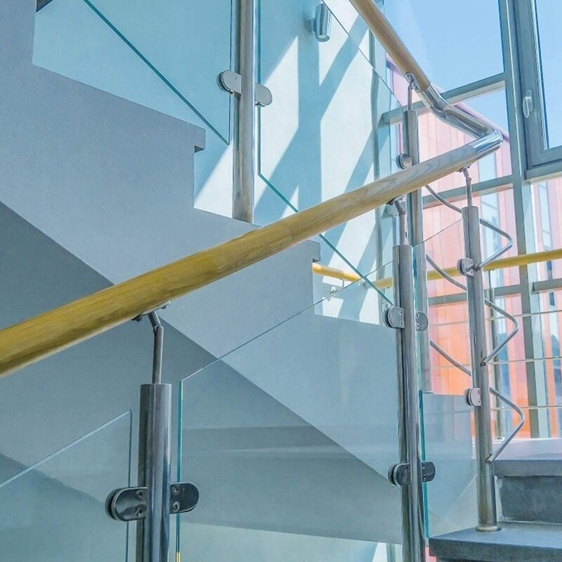 4 sztuki ze stali nierdzewnej okrągły szkło z płaskim tyłem zacisk regulowany szklany wspornik balustrady schody poręcz (8-10Mm)