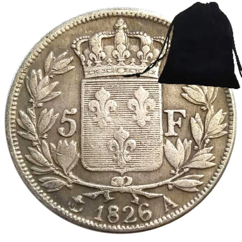 Koin seni pasangan kerajaan Prancis, setengah dolar 1826 mewah/koin keputusan kelab malam/koin peringatan keberuntungan + tas hadiah