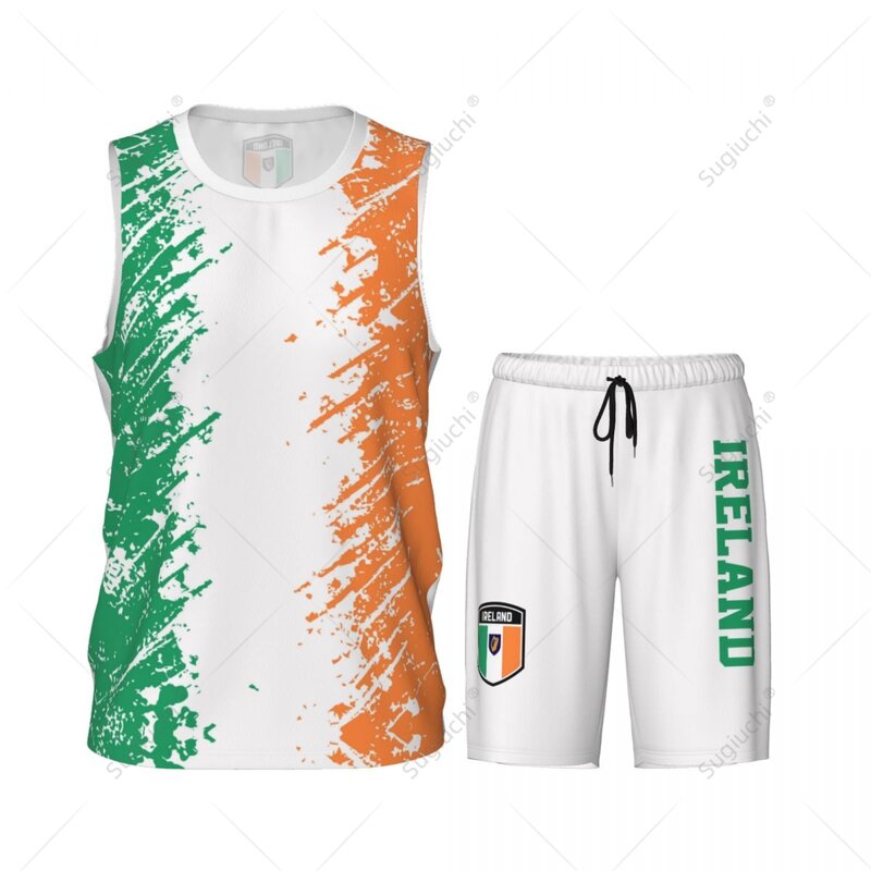 Zespół flaga irlandii koszulka koszykarska zestaw koszuli i spodni bez rękawów nazwa własna dla mężczyzn