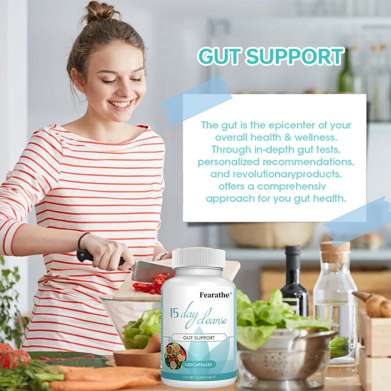 Fearathe Gut and Colon Support 15-dniowe oczyszczanie i detoksykacja, aby zmniejszyć ból brzucha, kwitnące, zaparcia i pomoc Gut Health