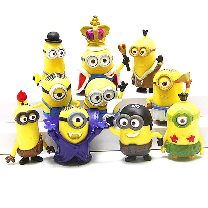 Mini Cápsula Brinquedos para Crianças, Miniones desprezíveis, 3D Eye, Action Figures, Presentes Clássicos de Natal, Reino Kawai, 10Pcs por Conjunto